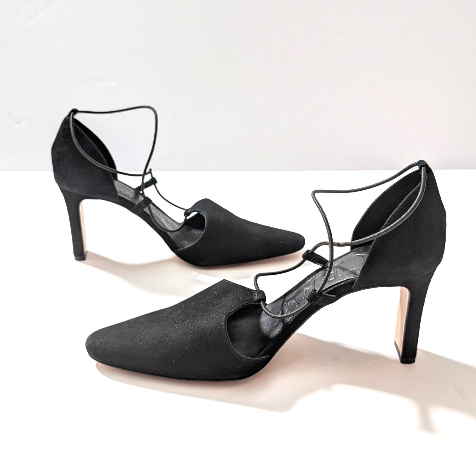 J.Crew Jules Cross-Strap Pumps Black Suede Pointed Toe Minimalist Heels Size 9.5
